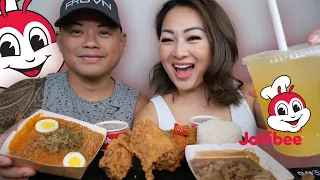 JOLLIBEE MUKBANG *Our First Mukbang at Home* Chicken JOY, Burger Steak with Palabok Fiesta | N.E