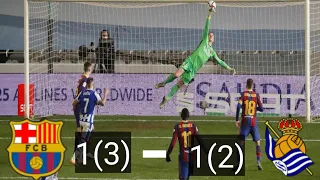 FC Barcelona vs  real Sociedad penalty shootout| supercopa de Espana semi-final highlights |