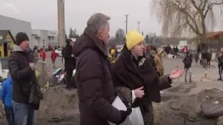 Ukrainian refugees cross border into Medyka, Poland