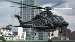 F-HSBP AW139 LANDING AND DEPARTING LONDON BATTERSEA HELIPORT 0107 FROM PARIS