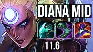 DIANA vs LISSANDRA (MID) | 2.4M mastery, Legendary, 12/3/10, 600+ games | NA Master | v11.6