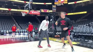 01-28-22 Atlanta Hawks Guard Bogdan Bogdanovic and Center Clint Capela Warming Up