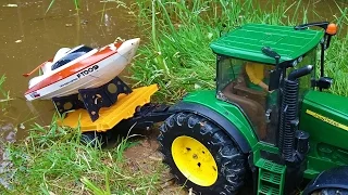 BRUDER RC tractor and RC BOAT water ride