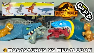 MOSASAURUS VS MEGALODON!!! ( Jurassic World Dominion Heroes of Goo Jit Zu ) Tyrannosaurus Rex & Giga