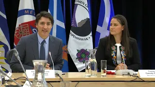 Métis National Council president Cassidy Caron and PM Trudeau speak at Crown-Métis Nation Summit