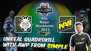 Unreal QuadroKill with AWP from S1mple, G2 vs NAVI, PGL Major Stockholm 2021