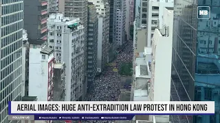 Aerial images: Huge anti-extradition law protest in Hong Kong