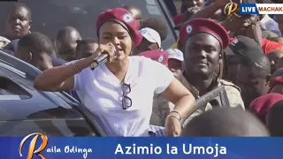 "RUTO MUST GO TO SUGOI" Jeshi la Baba beautiful Lady makes Raila proud at Machakos Azimio Rally