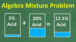 How much of a 5% and 20% acid solution should be mixed to get a 12.5% acid solution?