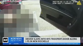 Driver slams into New York state trooper's door in New Rochelle