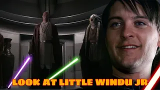 Darth Bully Maguire vs Windu. Tobey is the senate.