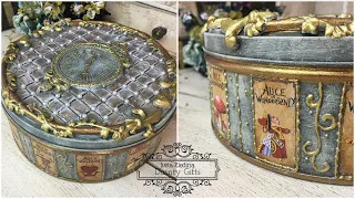 Decoupage on Metal Tin with Printed Papers