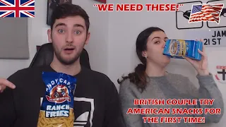 British Couple Try AMERICAN SNACKS FOR THE FIRST TIME!