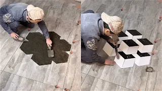 Young Man with great tiling skills -Great tiling skills -Great technique in construction PART 79