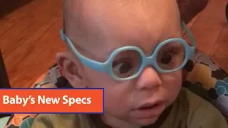 Baby Wears Glasses For The First Time