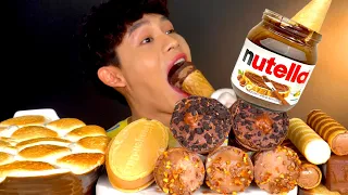 ASMR 누텔라 초코 아이스크림 🍫 몽실몽실 스모어딥 아이스크림 롤 먹방~!! Nutella With Chocolate Ice Cream S’Mores Dip MuKbang~!!