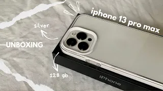 iPhone 13 Pro Max Silver (128GB) ☁️ | unboxing, asmr | accessories + camera test 📹