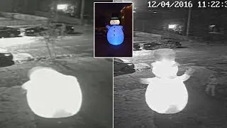 Security Footage Catches Frosty The Snowman Getting Assaulted By Real-Life Grinch