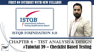 ISTQB FOUNDATION 4.0 | Tutorial 39 | Checklist Based Testing | Test Techniques | ISTQB Tutorials