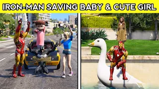 GTA V : IRON-MAN SAVING BABY AND MOM | UNTHERA GAMING | #shorts