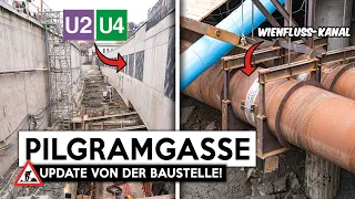 Der Wienfluss-Kanal hängt in der Luft! U2 x U5 Baustellen-Update von der Pilgramgasse!