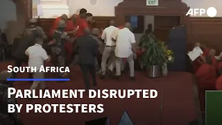 Scuffle in South Africa's parliament as Ramaphosa delivers state of nation address | AFP