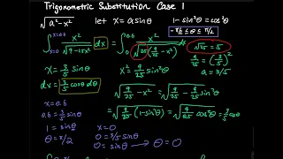 7.3 Part 4/10: Trigonometric Substitution Case 1 SquareRoot(a^2 - x^2) Example | Integral Calculus