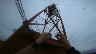 free climbing a 240m radio tower