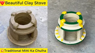 Traditional Mitti Ka Chulha | Chulha Banane ka Tarika | wood stove clay stove mud stove | rural life