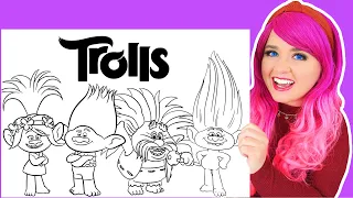 Coloring Trolls Poppy, Branch, Guy Diamond & King Peppy Coloring Pages | Markers & Colored Pencils