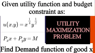 demand function from Cobb Douglas utility function. utility maximization problem. optimization