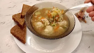 Meatball soup. simple and fast. Serve this soup every day!