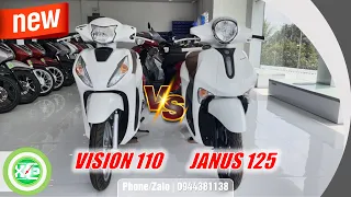 XE & XE | So sánh Honda Vision 110 & Yamaha Janus 125 》Cao cấp | Trắng đen 2024