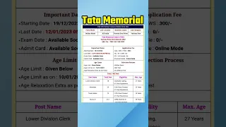 TATA steel job vacancy 2023 || TATA Memorial Centre (TMC) Requirement 2023 || #latest #shorts #viral