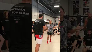 How to kick like the GOAT Saenchai at the 🌍 famous ATT, American Top Team Gym 👊🇺🇸 #shorts