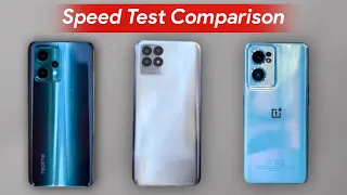 Speed + Battery Test : Realme Narzo 50 vs Realme 9 pro + Vs OnePlus Nord CE 2