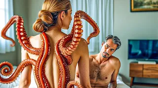 She Is In Front Of Her Boyfriend, But Suddenly Sprouts Alien Tentacles To Impregnate Him