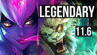 EVELYNN vs RENGAR (JUNGLE) | Legendary, 6 solo kills, 25/4/10, 600+ games | EUW Master | v11.6