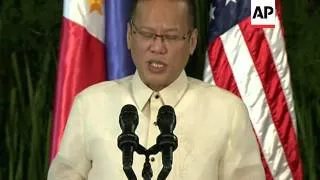 President Obama joined President Benigno Aquino III in a joint press conference Monday in Manila. Th