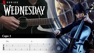Wednesday Plays The Cello (Paint It Black) | Fingerstyle Guitar TAB + Chords Tutorial