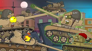 Zombie tanks attack the city. Cartoons about tanks