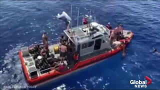 U.S. Coast Guard defends swimmers against shark by firing bullets!