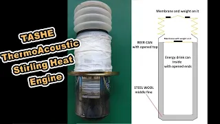 Simple ThermoAcoustic Stirling Heat Engine (TASHE - first run)