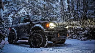 FORD BRONCO IN SNOW - 2 Door Ford Bronco Badlands first long drive in Snow (ASMR)