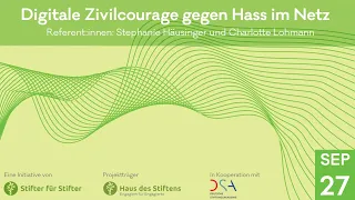 "Digitale Zivilcourage gegen Hass im Netz" - ONLINE-STIFTUNGSWOCHE 2021 - Haus des Stiftens gGmbH