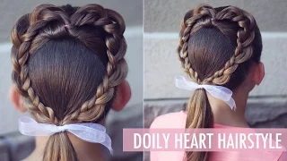 Doily Heart Hairstyle ~ The perfect Valentine's Day that takes 5 minutes to do!