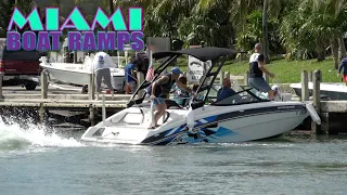 Coming In Hot 2 People Go Down!! | Miami Boat Ramps | Black Point Marina | Broncos Guru | Wavy Boats