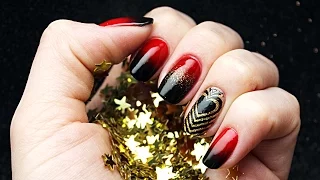 Red to Black Gradient Nails with Black Heart | Valentine's day Nail Art Tutorial