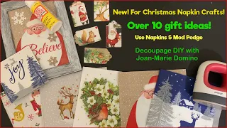 Decoupage Napkin Christmas Gifts & Home Decor Crafts | “Over 10” Mod Podged Gift Ideas