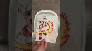 Super Mario Paper Towel Drawing- Fire Flower Power  🪄🤯 #shorts #mario #art